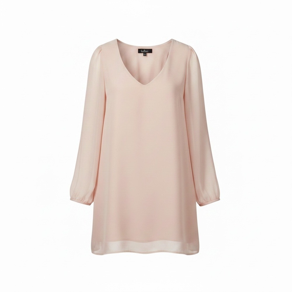 Lulus Blush Peach Sheer Sleeve Mini Dress‎ Womens XS Romantic Feminine Chic